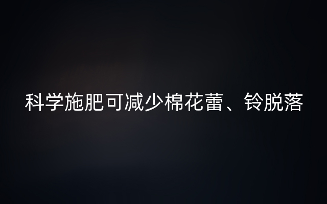 科学施肥可减少棉花蕾、铃脱落